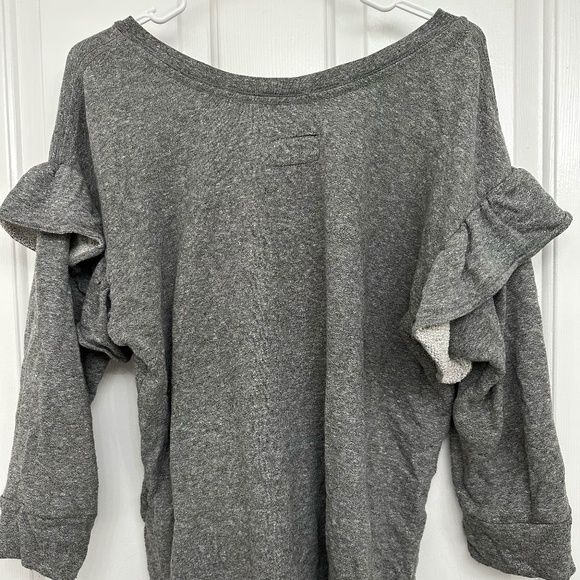 Current/Elliott The Ruffle Sweatshirt Womens Heather Gray Terry Pullover 1 Small - Picture 3 of 6